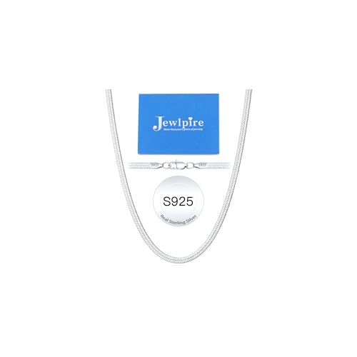 Jewlpire 18K Gold Plated 925 Sterling Silver Herringbone Necklace for Women, 3mm/4mm/5mm Necklace for Women Flat Snake Chain Necklace, Women's Chain Necklaces 16 18 20 22 24 Inch - color: Silver 4mm, size: 16 Inch