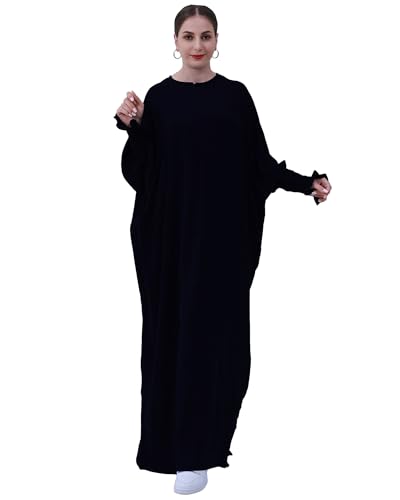 Muslim Prayer Abaya Islamic Women's Khimar Pure Color Hijab Dress Long Sleeve Dubai Kaftan - color: Black