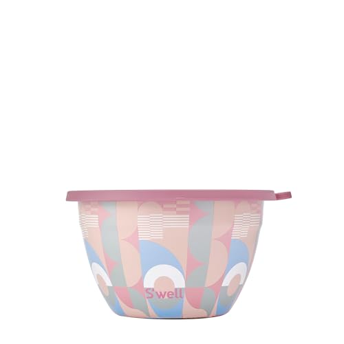 S'well Stainless Steel Salad Bowl Kit 64oz, Dusty Pink Daydream, Comes with 2oz Mini Canister and Removable Tray for Organization, Leakproof, Easy to Clean, Dishwasher Safe