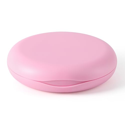 JMU Retainer Case, Orthodontic Retainer Case with Mirror, Pink - color: Pink