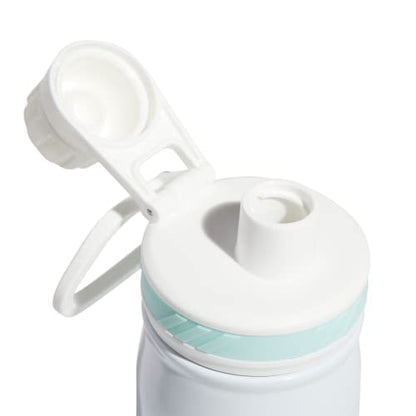 adidas Stainless Steel Metal Water Bottle 20 oz (600 mL) Screw Cap - color: White/Orchid Fusion Purple/Semi Flash Aqua Blue