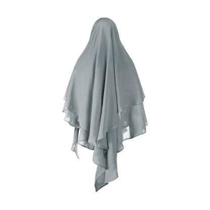 SIQITECHNO Womens Muslim Long Khimar Hijab Scarf Chiffon Sparkling Islamic Arabian Khimar Niqab Ramadan Eid Prayer Scarf Wrap - color: Grey