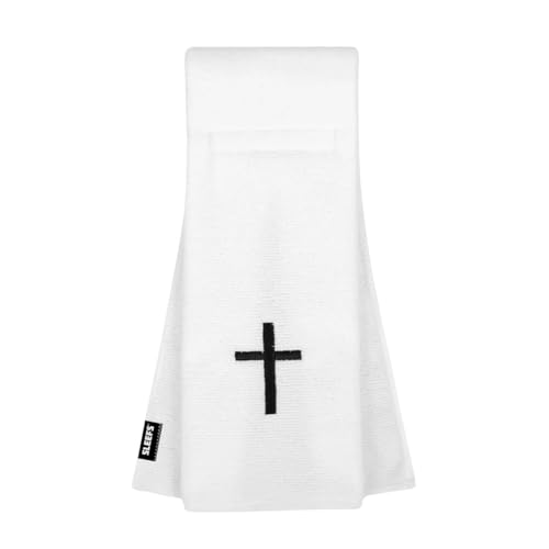 SLEEFS Football Towel - Cotton Quarterback QB Towel for the Football Field - Bi-Fold Hook & Loop Closure - Men/Youth/Boys/Adults - Faith Cross White - color: Faith Cross White