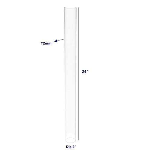 FixtureDisplays® Clear Acrylic Tube 2" (Nominal) Diameter (1.9685" Exact Outside dim) x 24" Long, 5/64" (2mm) Wall Open Ended 15137-24"-1PK-NPF - size: 2" Dia X 24" 1PK
