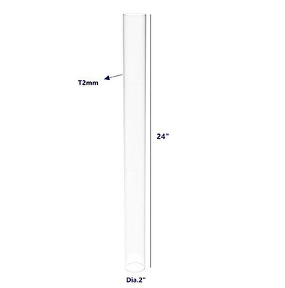FixtureDisplays® Clear Acrylic Tube 2" (Nominal) Diameter (1.9685" Exact Outside dim) x 24" Long, 5/64" (2mm) Wall Open Ended 15137-24"-1PK-NPF - size: 2" Dia X 24" 1PK