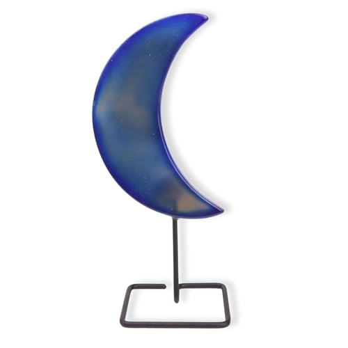 Needzo Blue Agate Crescent Moon, Meditation and Yoga Accessories, Tabletop Decorations, 4.5 Inches
