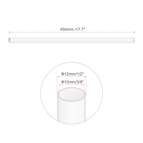 18" Clear Plastic Rigid Pipe 10mm ID x 12mm OD (3/8" ID x 1/2" OD) Acrylic Round Tubing, [for Plumbing, Hydraulics, Pneumatics, Aquarium] - size: 0.375" x 0.5"