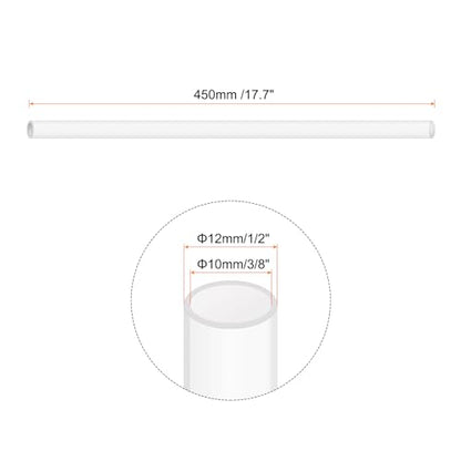 18" Clear Plastic Rigid Pipe 10mm ID x 12mm OD (3/8" ID x 1/2" OD) Acrylic Round Tubing, [for Plumbing, Hydraulics, Pneumatics, Aquarium] - size: 0.375" x 0.5"