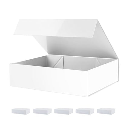 PACKHOME 6 Large Gift Boxes 13.5x10x3.5 Inches, Sturdy Shirt Boxes with Magnetic Lids for Multiple Occasions (Glossy White) - color: 13x9.7x3.4 Inch-White-Pack of 6