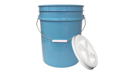 5 Gallon Food Grade BPA Free Bucket Pail with Air Tight Double Gasket Screw on Lid (Pack of 2) Light Blue and Green containers with White lids