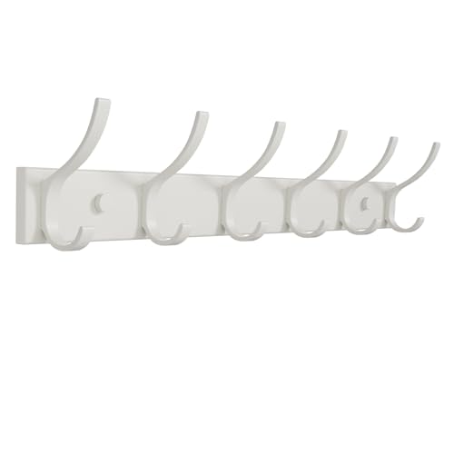 Coat Rack Wall Mount with 6 Hooks (White, 1 Pack), Heavy Duty Wall Coat Hooks for Entryway, Bedroom, Closet, Hanging Hats, Bags, Purses - color: White, size: 1 Pack