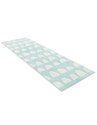 Rugs.com Whimsy Kids Collection Rug – 6 Ft Runner Clear Blue Medium-Pile Rug Perfect for Hallways, Entryways - color: Clear Blue, size: 2' x 6' Runner