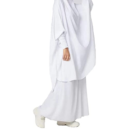 FPOVFPO Womens Muslim Solid Abaya 2 Piece Prayer Dress with Hijab Islamic Maxi Kaftan Dubai Ramadan Full Length Dress - color: White