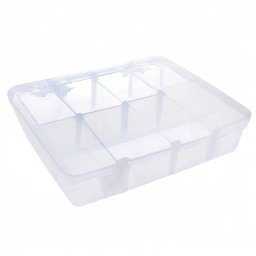Xiaoyztan 12-Bin Clear Plastic Organizer with Adjustable Divider 7.3x4.9in | 12-grid organizer with adjustable dividers for jewelry, beads, tackle, and crafts - size: 8.8x6.6x2.3 in