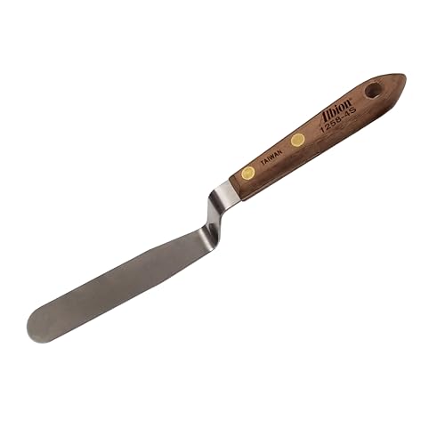 Albion Engineering Classic Offset Caulk Tooling Spatula, Stainless Steel,3/4” Wide Tapered Tip x 4” Long Blade, 1258-4S - size: 3/4" Wide Tapered Tip x 4" Long Blade, style: Single