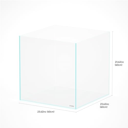 52.4 Gallons Cube Rimless Low Iron Aquarium Fish Tank,23.62" L × 23.62" W × 23.62" H (60cm x 60cm x60cm) 10mm Thickness with Nano Foam Leveling Mat Included - size: 52.3Gal W23.6×D23.6×H23.6 in (60×60×60 cm)