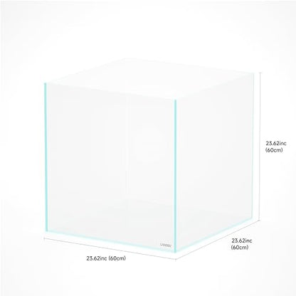 52.4 Gallons Cube Rimless Low Iron Aquarium Fish Tank,23.62" L × 23.62" W × 23.62" H (60cm x 60cm x60cm) 10mm Thickness with Nano Foam Leveling Mat Included - size: 52.3Gal W23.6×D23.6×H23.6 in (60×60×60 cm)