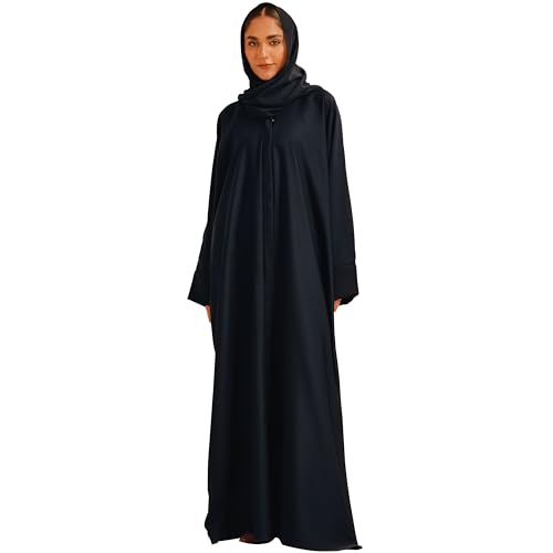 Abaya Dress for Women, Fully Button Up Muslim Abaya in Premium Nida Fabric – Long Sleeve Modest Islamic Maxi Dress - color: Navy, size: XX-Large