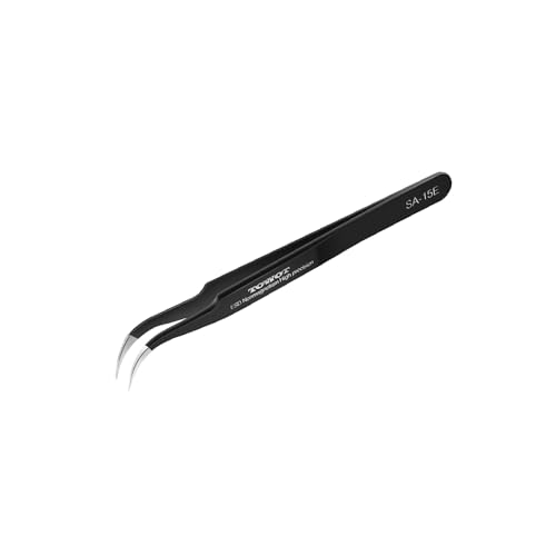 TOWOT Precision Tweezers, Upgraded Anti-Static Stainless Steel for Electronics, Craft, Soldering, and Experimental Work, Jewelry Making Curved Tweezers - style: EAGLE BEAK Fine Tip curved(116mm)