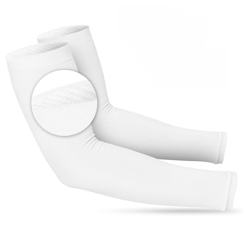 SportsTrail Cooling Arm Sleeves for Men & Women – Breathable, UV Sun Protection, Sports Arm Sleeves for Women, Men & Youth - color: 1 Pair: White