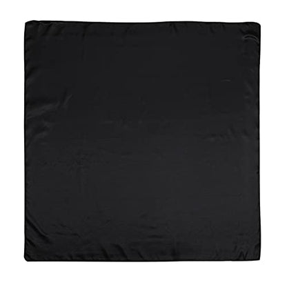 AWAYTR 35” Large Satin Square Head Scarf - 2Pcs Silk Like Floral Head Scarves Square Satin Hair Scarf Bandanas for Women - color: Solid Color(black/Camel)