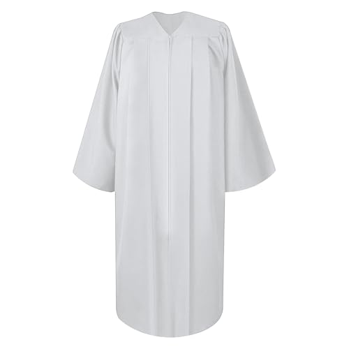 Matte Choir Robe Unisex for Church & School Graduation - color: White, size: 45