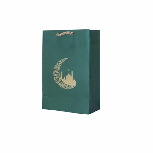 DESI BY DIL Eid Gift Bags - Set of 10 Muslim Weddings & Festivals, Ramadan Return Gift Bags (Green 9 x 6)