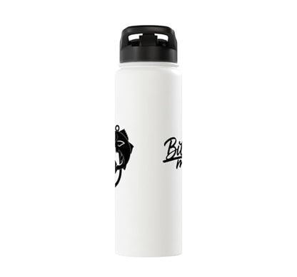 Bite Me Fishing Hook Funny Angler Fish Graphic Stainless Steel Insulated Water Bottle - color: White