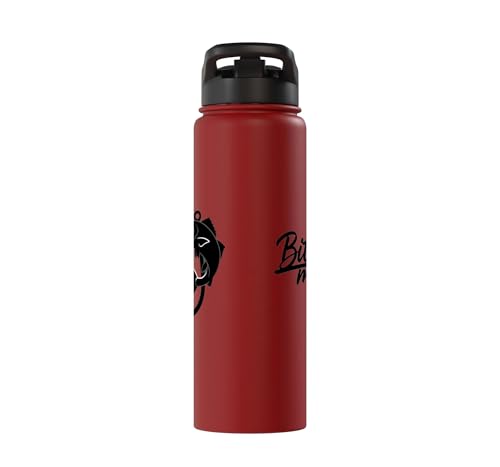 Bite Me Fishing Hook Funny Angler Fish Graphic Stainless Steel Insulated Water Bottle - color: Red