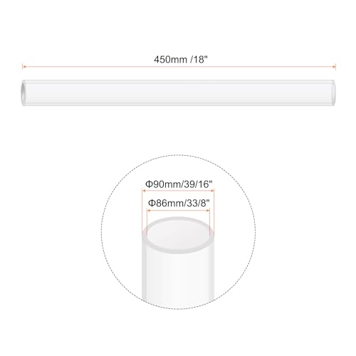 18" Clear Plastic Rigid Pipe 86mm ID x 90mm OD (3 3/8" ID x 3 9/16" OD) Acrylic Round Tubing, [for Plumbing, Hydraulics, Aquarium] - size: 3.375" x 3.5625"