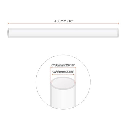 18" Clear Plastic Rigid Pipe 86mm ID x 90mm OD (3 3/8" ID x 3 9/16" OD) Acrylic Round Tubing, [for Plumbing, Hydraulics, Aquarium] - size: 3.375" x 3.5625"