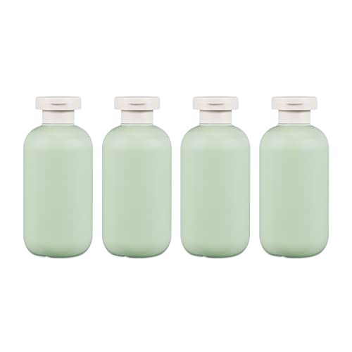 ASEVAT 6.7oz 4Pcs Green Plastic Refillable Travel Shampoo and Conditioner Bottles Plastic Refillable Travel Shampoo Bottles with Flip Cap Shampoo and Conditioner Dispenser - color: Green, size: 6.7oz