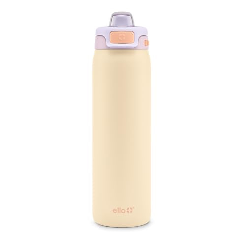 Ello Pop & Fill Insulated Stainless Steel Water Bottle with Quick Fill Lid, Leakproof Locking, Sip or Chug Spout, BPA-Free, Double Wall Vacuum Insulated for Sports, Travel & School- 22oz / 32oz / 40oz - color: Pastel Paradise, style: 22oz