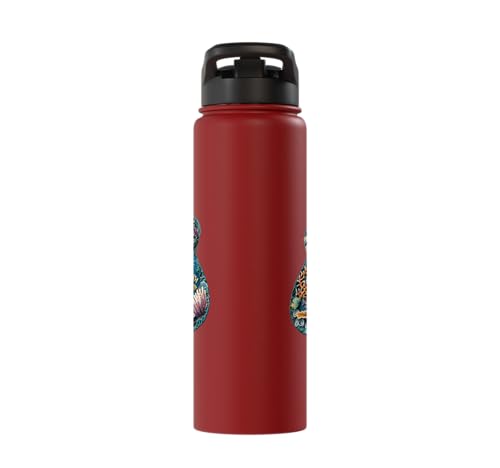 Ukulele Water Stainless Steel Insulated Water Bottle - color: Red