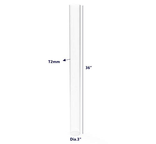 FixtureDisplays® Clear Acrylic Tube 3" (Nominal) Diameter (2.953" Exact Outside dim) x 36" Long, 5/64" (2mm) Wall Open Ended 15140-36"-1PK-NPF - size: 3" Dia X 36" 1PK