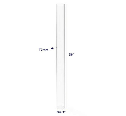 FixtureDisplays® Clear Acrylic Tube 3" (Nominal) Diameter (2.953" Exact Outside dim) x 36" Long, 5/64" (2mm) Wall Open Ended 15140-36"-1PK-NPF - size: 3" Dia X 36" 1PK