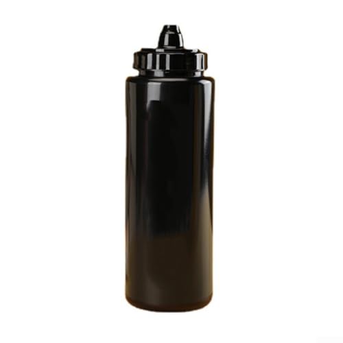 1L Sports Water Bottle With Squeeze Cap And Straw LeakProof For Athletes, Perfect For Team Sports And Training(1L black) - color: black