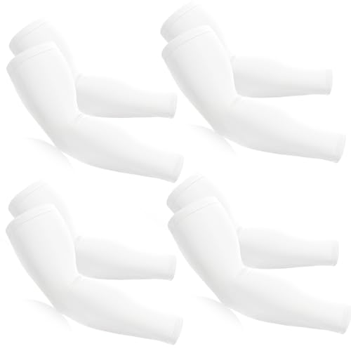 BHYTAKI Cooling Compression Arm Sleeves for Men Women,UPF50 UV Sun Protection Sleeves for Work Sport Tattoo Cover Up - color: 4 White