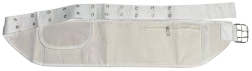 Mens Ihram Ahram White Waist BELT w/Zip/Pocket For Umrah Hajj- PREMIUM Free Size Adjustable Ihram Hajj Umrah Haji Waist Belt fits 29 up to 50 inches.