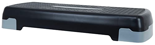 Fitvids Aerobic Step Platform Trainer with Adjustable 2-Level Risers, 400 Pound Weight Capacity – Non-Slip Exercise Stepper - color: Black/Gray