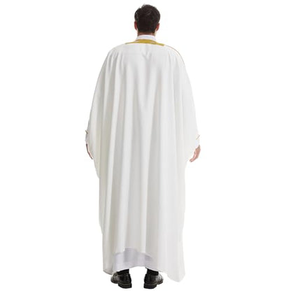 Muslim Men Thobe Thick Golden Tassel Muslim Prayer Cardigan Eid Open Abaya - color: White, size: Medium