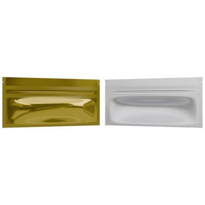 Mylar Style Barrier Bags – Zipper w/Heat Seal – 100 Bags (Gloss Gold/Clear, PR - 6?x2.7?) - color: Gloss Gold / Clear, size: 6x2.7 Inch (Pack of 100)