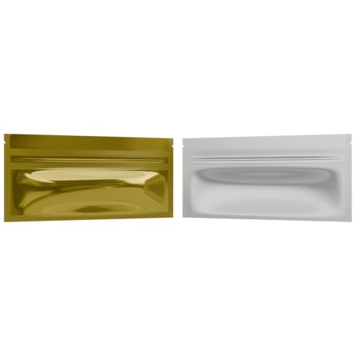 Mylar Style Barrier Bags – Zipper w/Heat Seal – 100 Bags (Gloss Gold/Clear, PR - 6?x2.7?) - color: Gloss Gold / Clear, size: 6x2.7 Inch (Pack of 100)