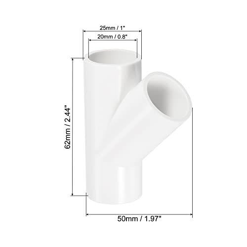 PATIKIL 20mm PVC Pipe Fittings, 2 Pack 3 Way 45 Degree Angle Water Tubing Joint Connectors Adapters for Garden Irrigation Home Aquarium - size: 20mm
