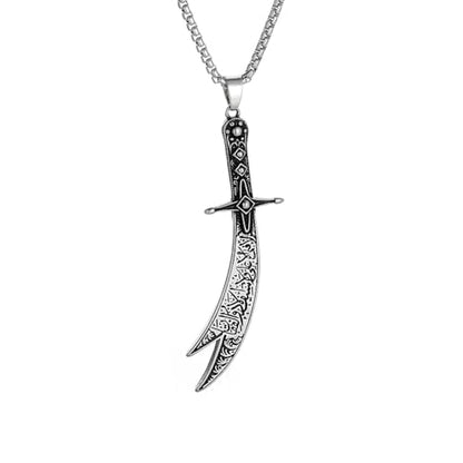 chunky necklace，Islamic Imam Ali Zulfiqar Sword Pendant Necklace for Men and Women Quran Necklace Shia Islamic Muslim Jewelry