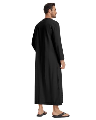 YAOHUOLE Arabic Thobe for Men Islamic Clothing Mens Kaftan Thobe - color: Black, size: Large