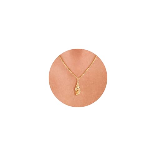 VRIUA Gold Necklace for Women, 14K Gold Plated Dainty Charm Necklace - color: Conch