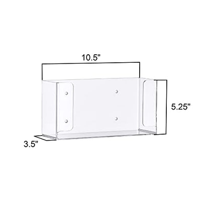 Abby Acrylic Glove Box Organizer, Wall-Mounted Dispenser, Floating Holder, Small Size (1 Box), 10.5" W x 5.0" H x 3.5" D (Mounting Hardware Included) - size: Small (for 1 Box)