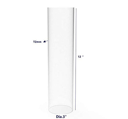 FixtureDisplays® Clear Acrylic Tube 3" (Nominal) Diameter (2.953" Exact Outside dim) x 12" Long, 5/64" (2mm) Wall Open Ended 15140-12"-1PK-NPF - size: 3" Dia X 12" 1PK