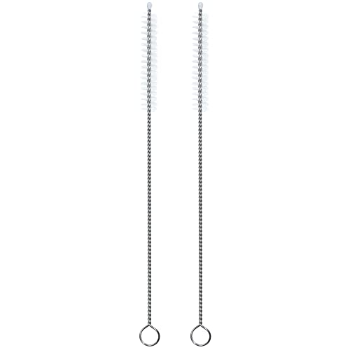 Straw Cleaner Brush (Only 2 pcs, 7.87inch X 5/16inch) | Extra Long Nylon Bristles and Stainless Steel Handle Cleaning Brushes for Washing Glass Silicone Metal Straws Tea Pot - color: Only 2 Pcs, 7.87inch X 5/16inch